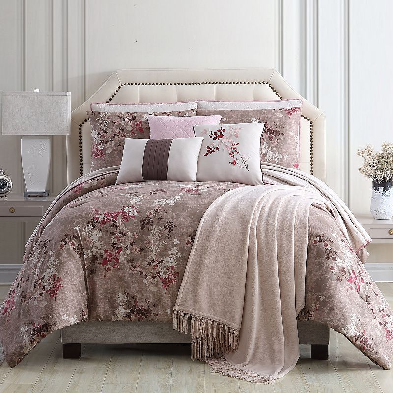 Pacific Coast Textiles 10-Piece Comforter/Coverlet Set - Paragon, Pink, Que