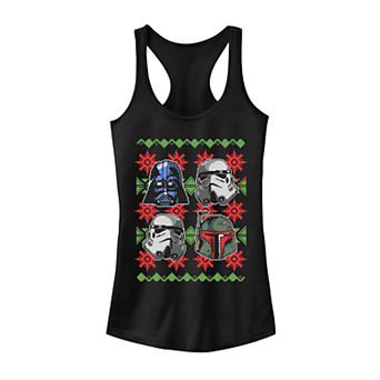 Juniors' Star Wars Stitched Galactic Helmets Christmas Tank Top