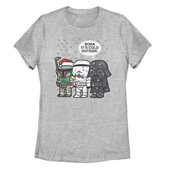 Juniors' Star Wars Boba Fett Trooper Vader Boba It's Cold Christmas Tee