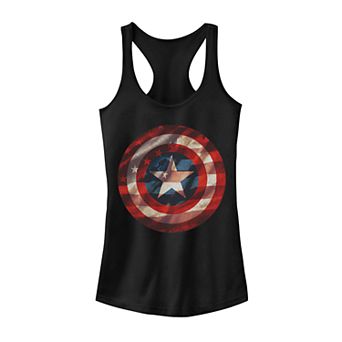Juniors' Marvel Captain America Shield American Flag Fill Tank Top