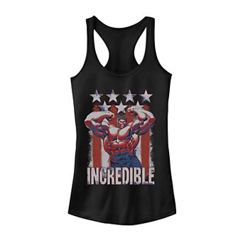 Juniors' Marvel Hulk American Flag Portrait Tank Top