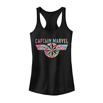 Juniors' Captain Marvel Tie-Dye Symbol Tank Top