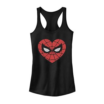 Juniors' Marvel Spider-Man Heart Shape Logo Tank Top