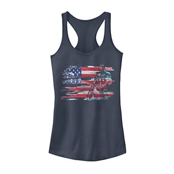 Juniors' Marvel Captain America Painted Flag Portrait Tank Top