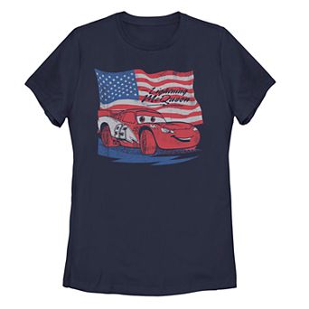 Juniors' Cars Lightning McQueen American Flag Tee