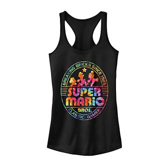 Juniors' Nintendo Super Mario Bros Tie Dye Oval Logo Tank Top