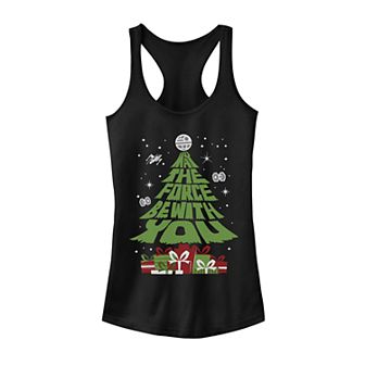 Juniors' Star Wars May The Force Be With You Christmas Tree Tank Top