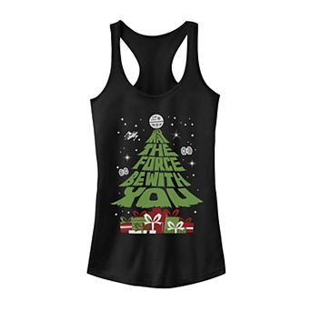 Juniors' Star Wars May The Force Be With You Christmas Tree Tank Top