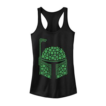 Juniors' Star Wars Boba Fett Clover Fill Saint Patrick's Day Tank Top