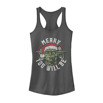 Juniors' Star Wars Yoda "Merry You Will Be" Christmas Tank Top