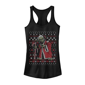 Juniors' Star Wars Santa Yoda Ugly Christmas Style Tank Top