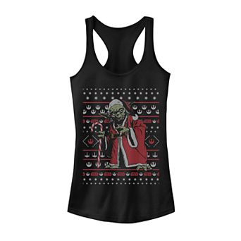 Juniors' Star Wars Santa Yoda Ugly Christmas Style Tank Top