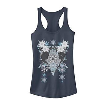 Juniors Frozen Elsa Anna Snowflake Portrait Tank Top