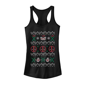 Juniors' Marvel Deadpool Ugly Christmas Sweater Style Tank Top