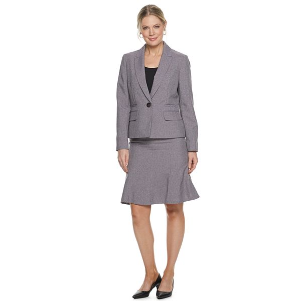 Women's Le Suit 1-Button Jacket & Flounce Skirt Suit