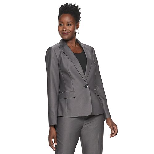 Le Suit Womens 1 Button Notch Collar Melange Pant Suit