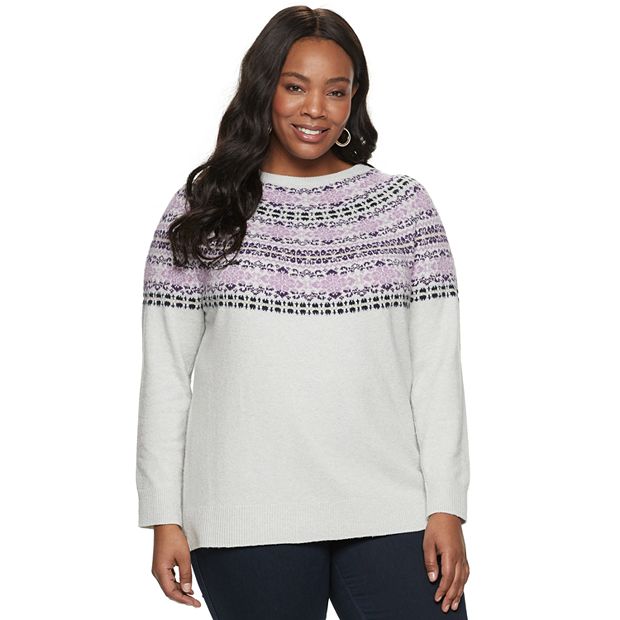 Women's plus size sales fair isle sweater