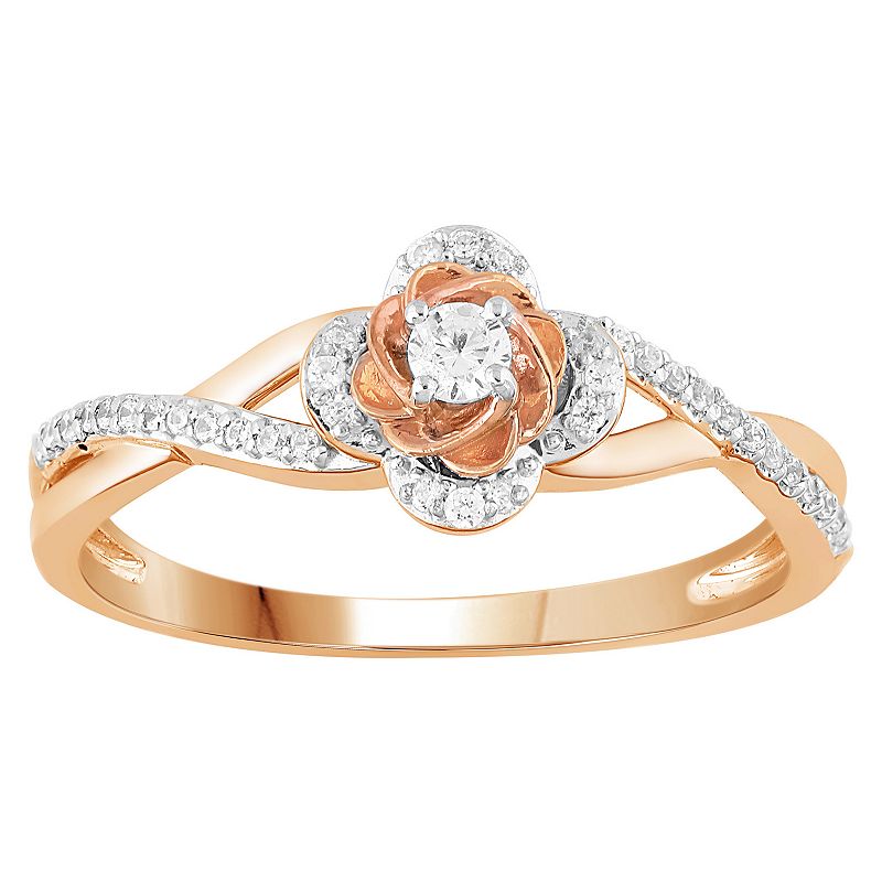51541853 10k Rose Gold 1/5 ct. T.W. Diamond Flower Engageme sku 51541853