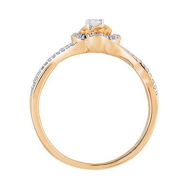 10k Rose Gold 1/5 ct. T.W. Diamond Flower Engagement Ring