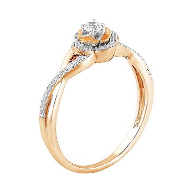 10k Rose Gold 1/5 ct. T.W. Diamond Flower Engagement Ring