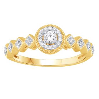 Diamond Medley 10k Gold 1/5 ct T.W. Diamond Halo Engagement Ring