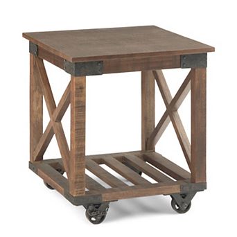 Simpli Home Harding Square Industrial End Table - Distressed Dark Brown