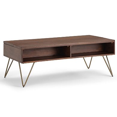Simpli Home Hunter Rectangle Industrial Contemporary Lift Top Coffee Table - Umber Brown