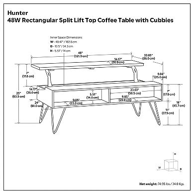 Simpli Home Hunter Rectangle Industrial Contemporary Lift Top Coffee Table - Umber Brown