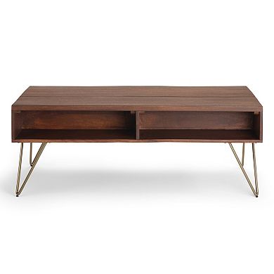 Simpli Home Hunter Rectangle Industrial Contemporary Lift Top Coffee Table - Umber Brown