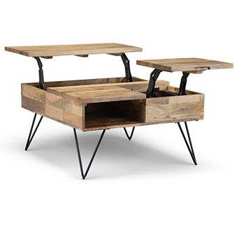 Simpli Home Hunter Square Industrial Contemporary Lift Top Coffee Table - Natural