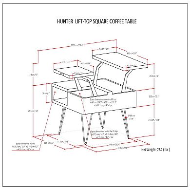 Simpli Home Hunter Square Industrial Contemporary Lift Top Coffee Table - Natural