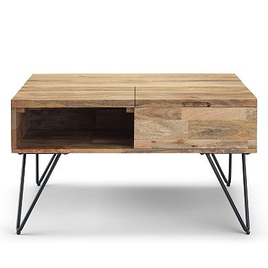 Simpli Home Hunter Square Industrial Contemporary Lift Top Coffee Table - Natural