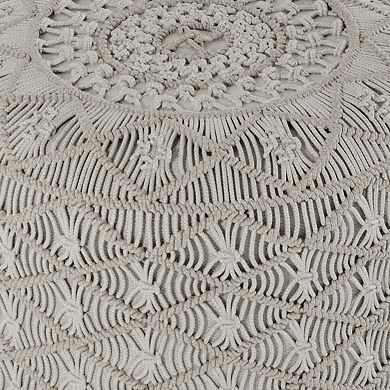 Simpli Home Coates Round Macrame Pouf