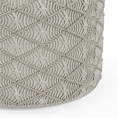 Simpli Home Coates Round Macrame Pouf
