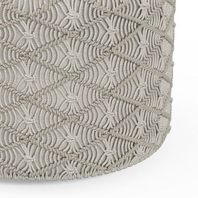 Simpli Home Coates Round Macrame Pouf 