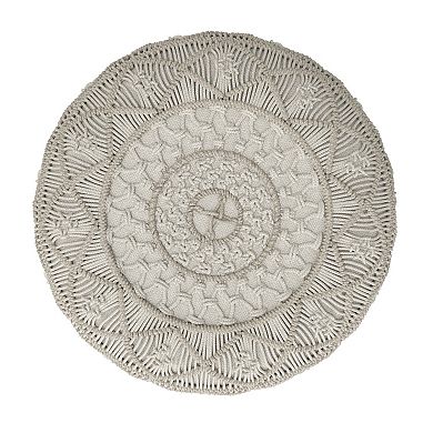 Simpli Home Coates Round Macrame Pouf 