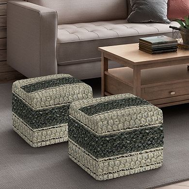 Simpli Home Grady Square Pouf