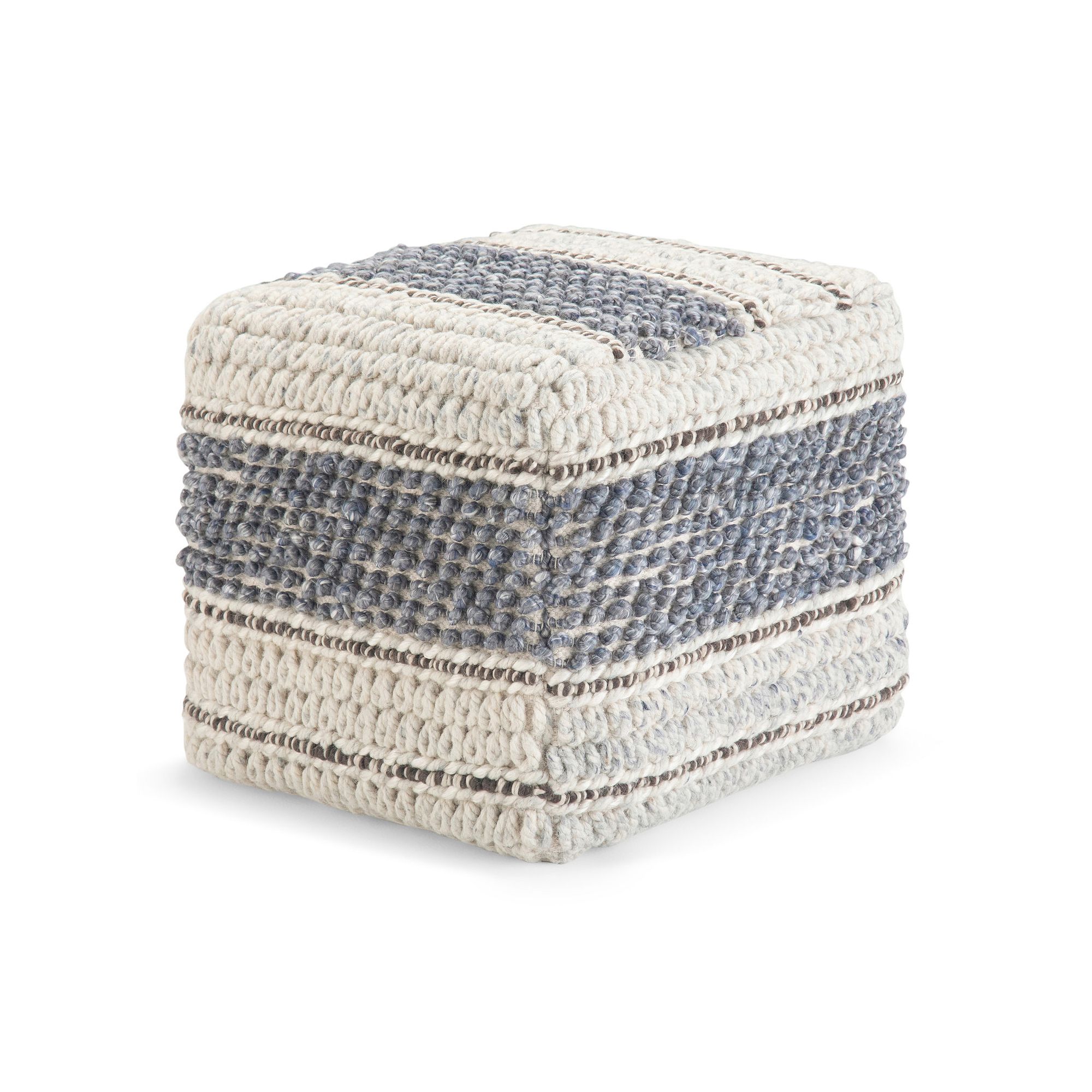 Simpli Home Grady Square Pouf, Blue