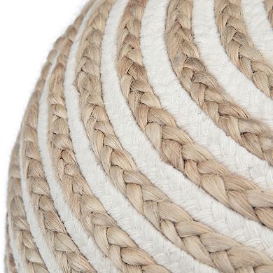 Simpli Home Yolanda Contemporary Round Pouf - Natural Jute