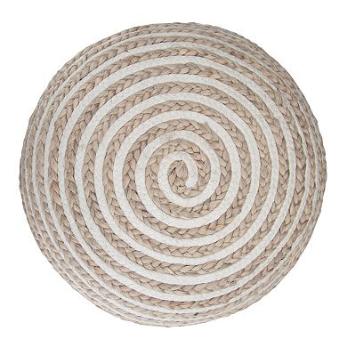 Simpli Home Yolanda Contemporary Round Pouf - Natural Jute