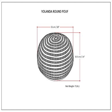 Simpli Home Yolanda Contemporary Round Pouf - Natural Jute