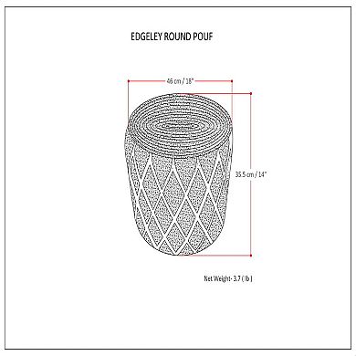 Simpli Home Edgeley Contemporary Round Pouf