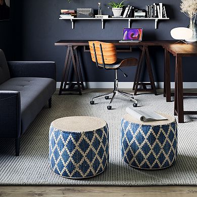 Simpli Home Edgeley Contemporary Round Pouf