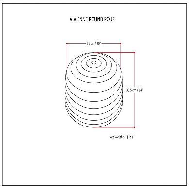 Simpli Home Vivienne Contemporary Round Pouf