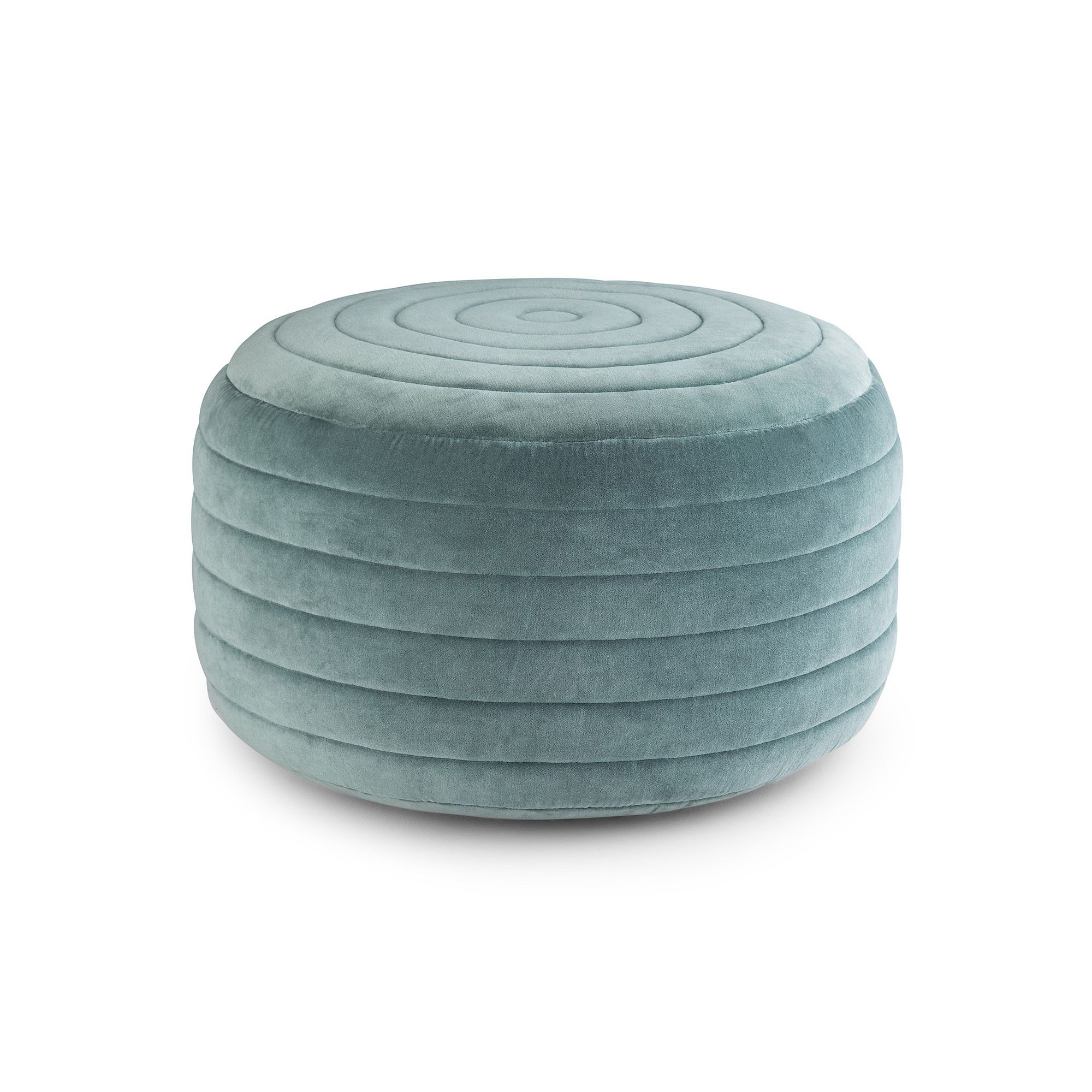Simpli Home Vivienne Contemporary Round Pouf Ottoman, Blue