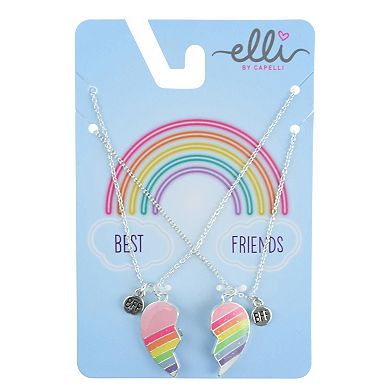 Girls Elli by Capelli BFF Rainbow Heart Necklace Set
