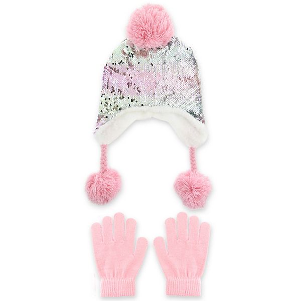 Girl S Elli By Capelli Reversible Sequin Hat With Poms - roblox hats that sparkle