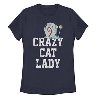Juniors' SpongeBob SquarePants Gary Crazy Cat Lady Tee
