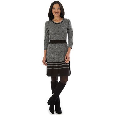 Petite Apt. 9 Striped Fit Flare Sweater Dress