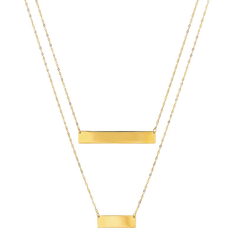 Everlasting Gold 10k Gold Dual Bar Link Layered Necklace, Womens, Size: 1